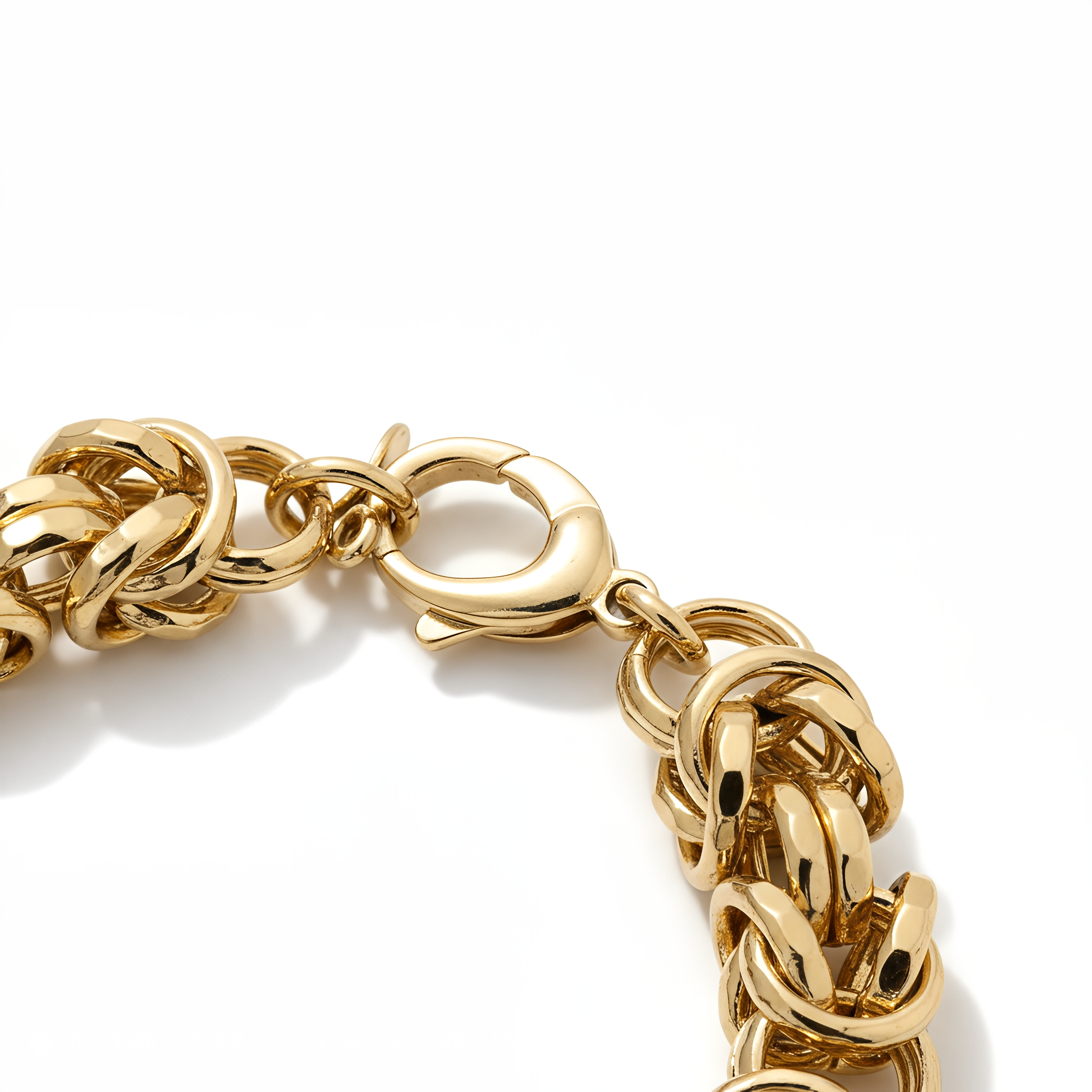 Large Dubai Byzantine Link Bracelet 925 Silver 24KT Gold Plated