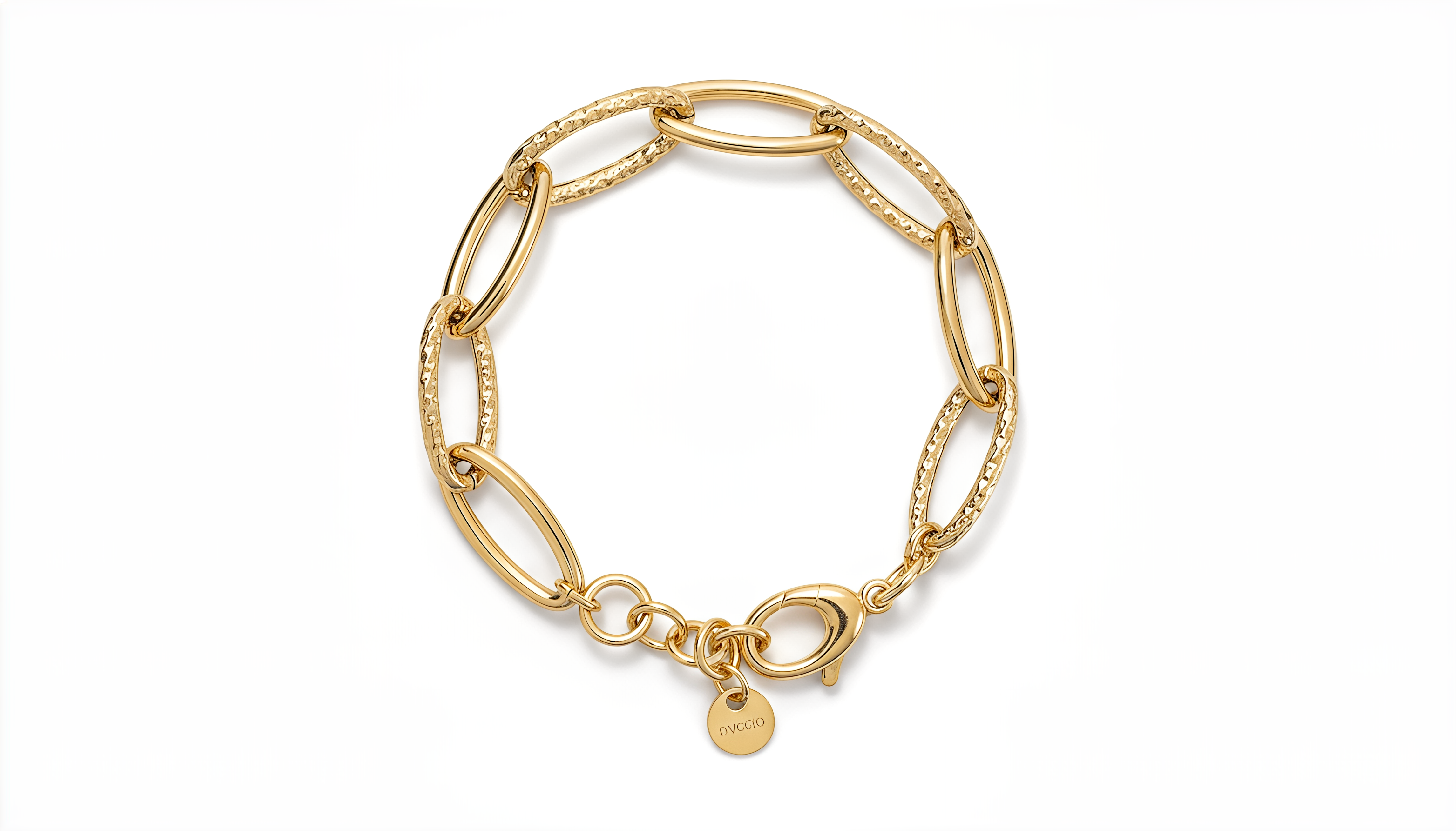 Bracciale Catena Ovale in Argento 925 Laminato Oro 24KT