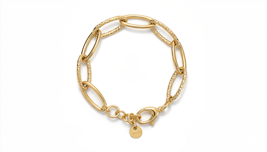 Bracciale Catena Ovale in Argento 925 Laminato Oro 24KT