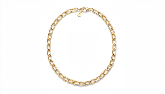 Collana Catena Ovale in Argento 925 Laminato Oro 24KT