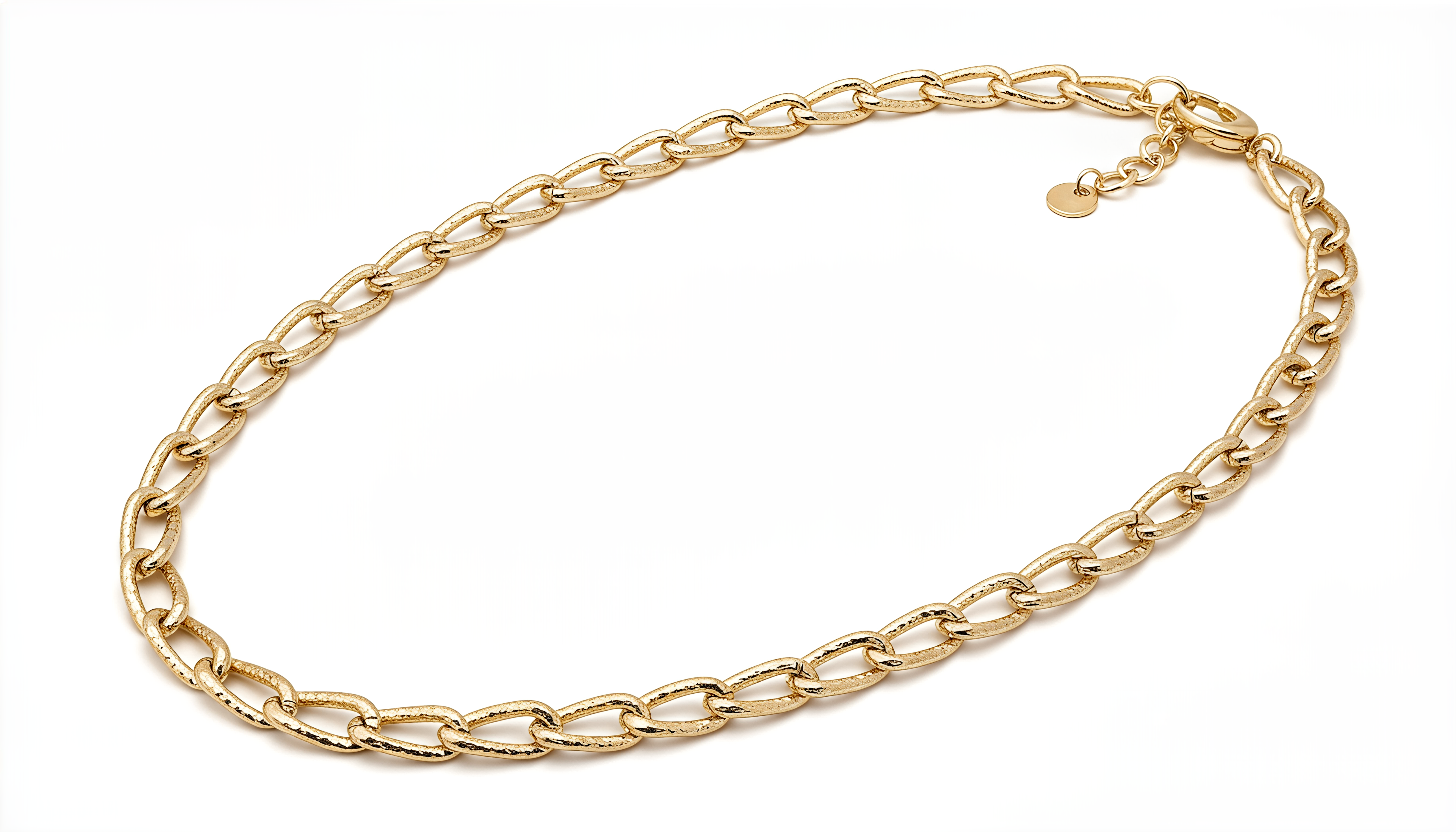24KT Gold Plated 925 Silver Dubai Oval Chain Necklace