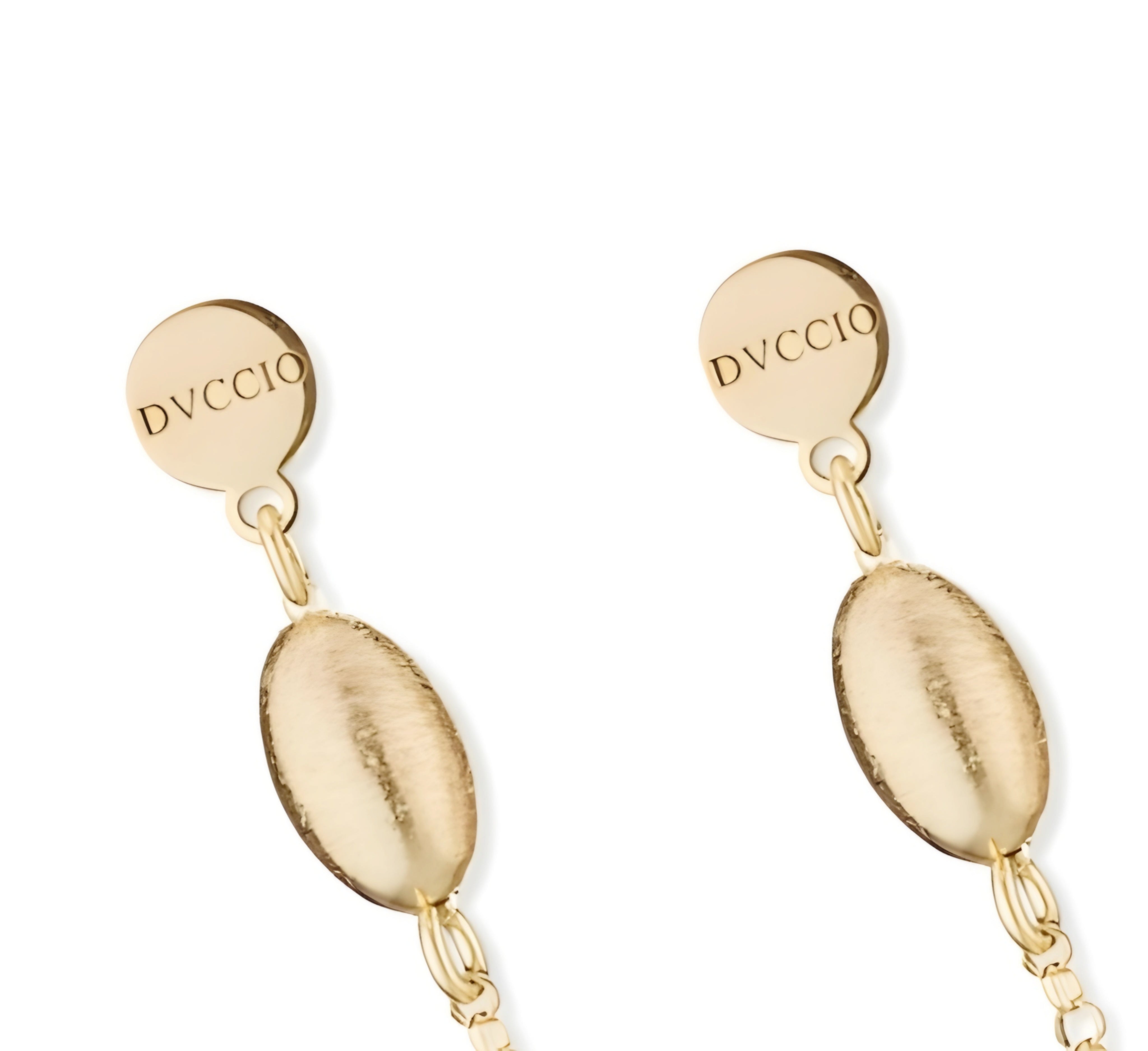 Orecchino Pendente in Argento 925 Placcato Oro 24KT con Sfere Ovali Setate - Collezione SABA