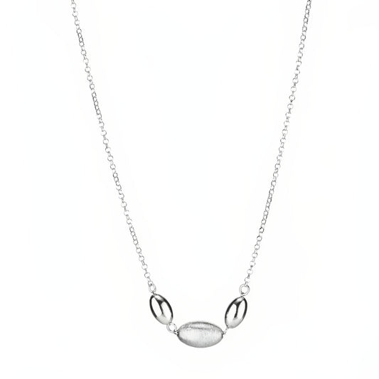 Collana Girocollo in Argento 925 Placcato Oro 24KT con Ovaline Satinate e Lucide - Collezione SABA