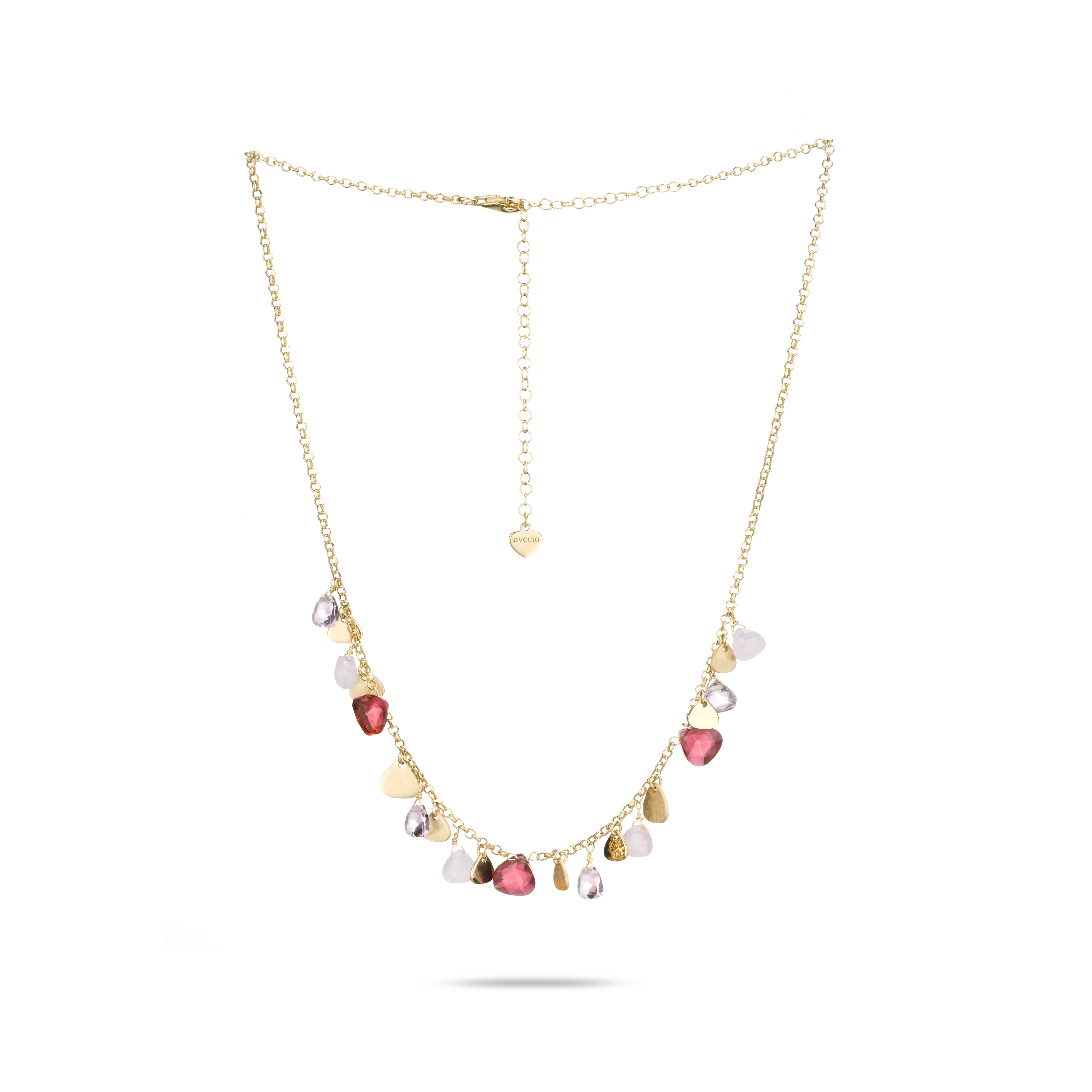 Capri Necklace 925 Silver Plated 24KT Gold Natural Drop Crystals