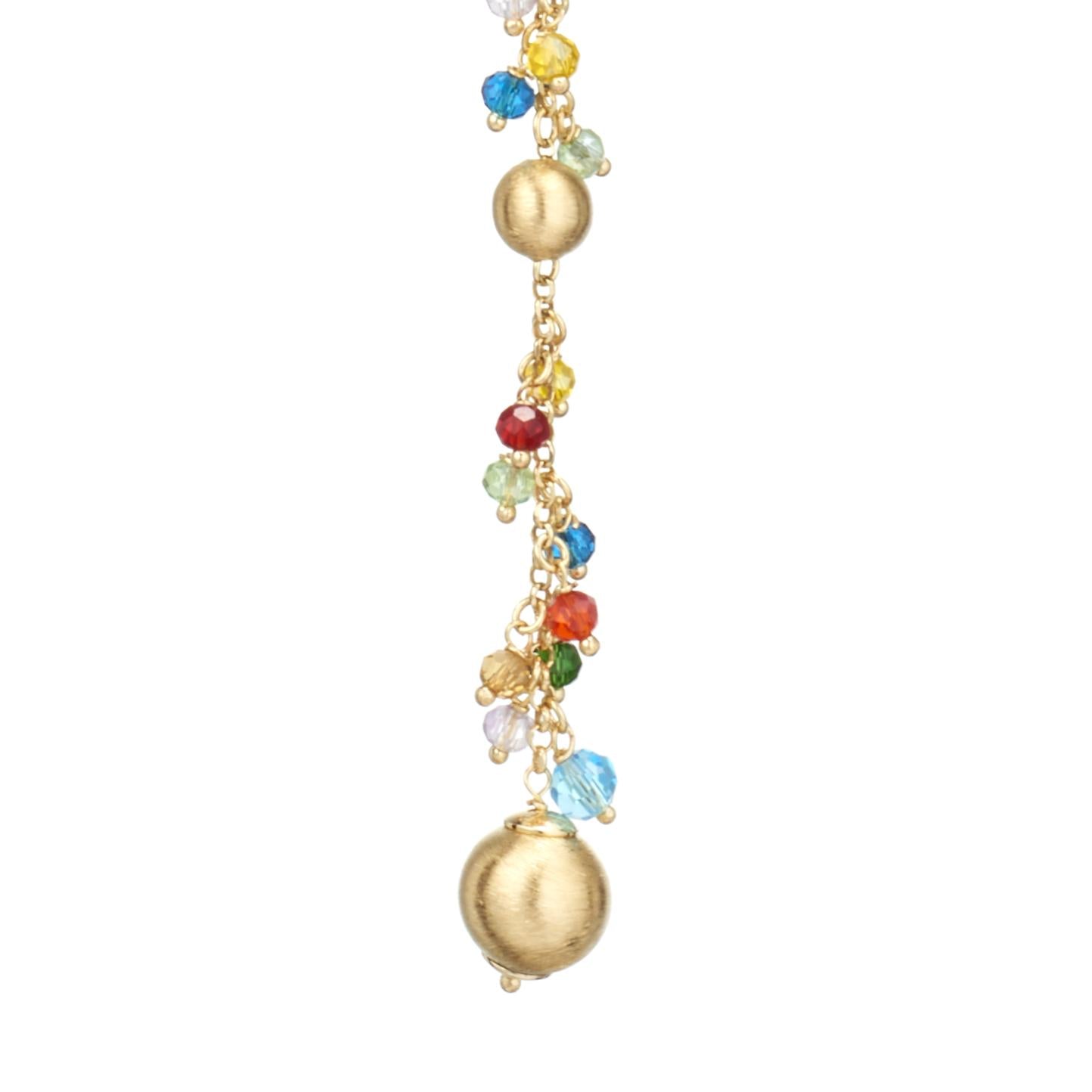 Y Formentera Necklace in 925 Silver Laminated in 24KT Gold with Natural Crystals and Drop Detail