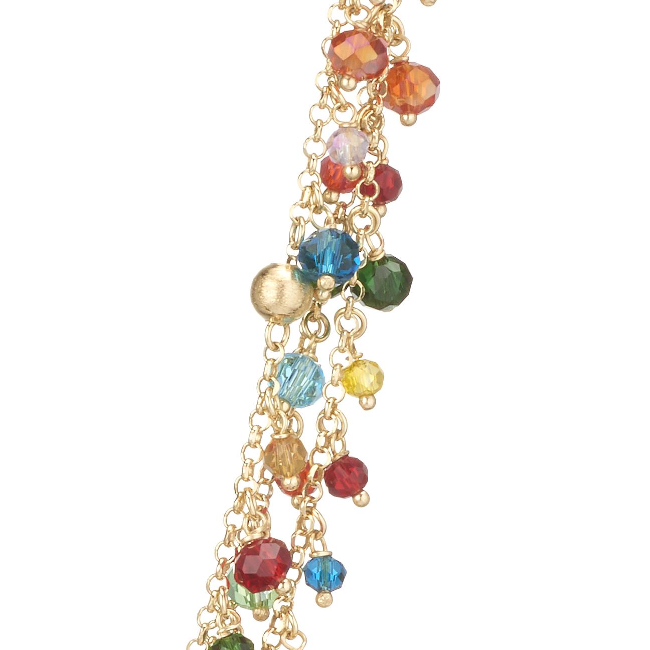 Formentera Statement Necklace in 925 Silver Laminated in 24KT Gold with Multicolor Natural Crystals
