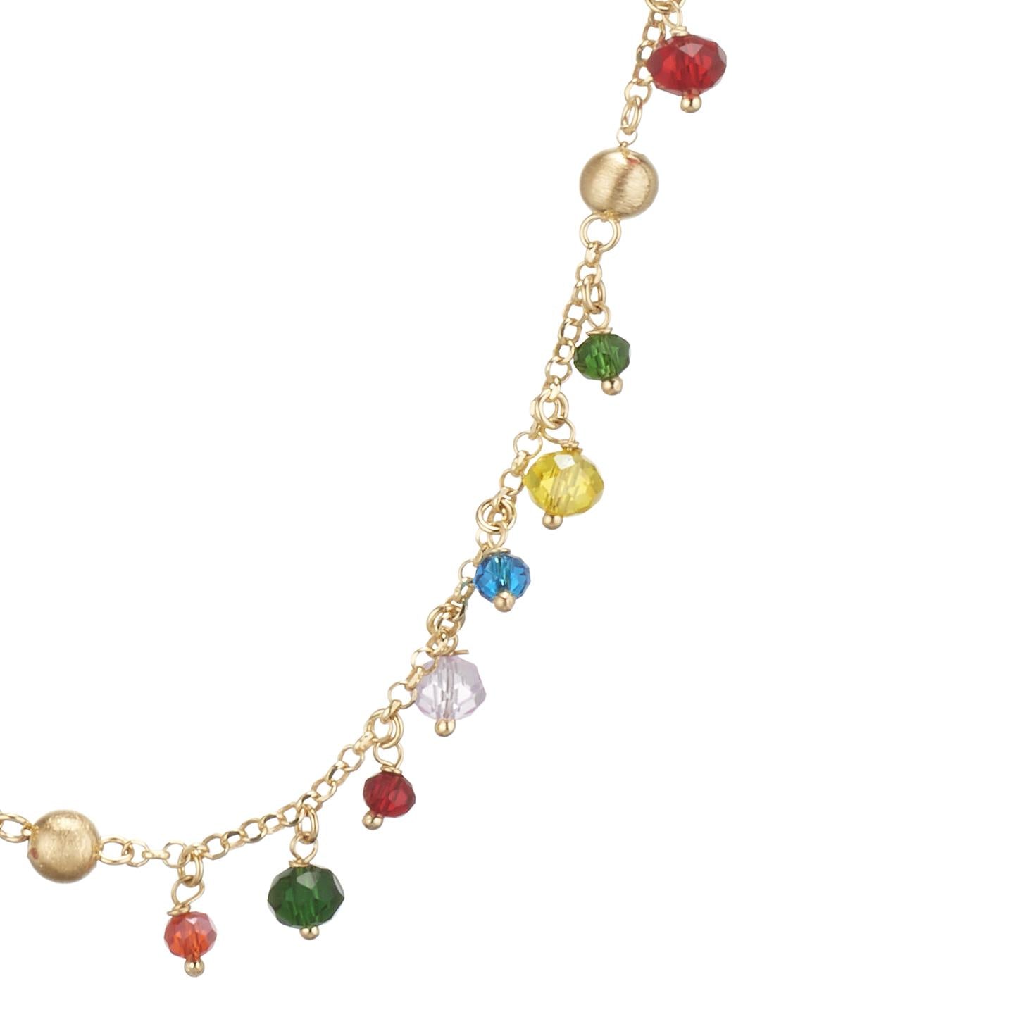 Formentera Necklace in 925 Silver Laminated in 24KT Gold with Natural Colored Crystals