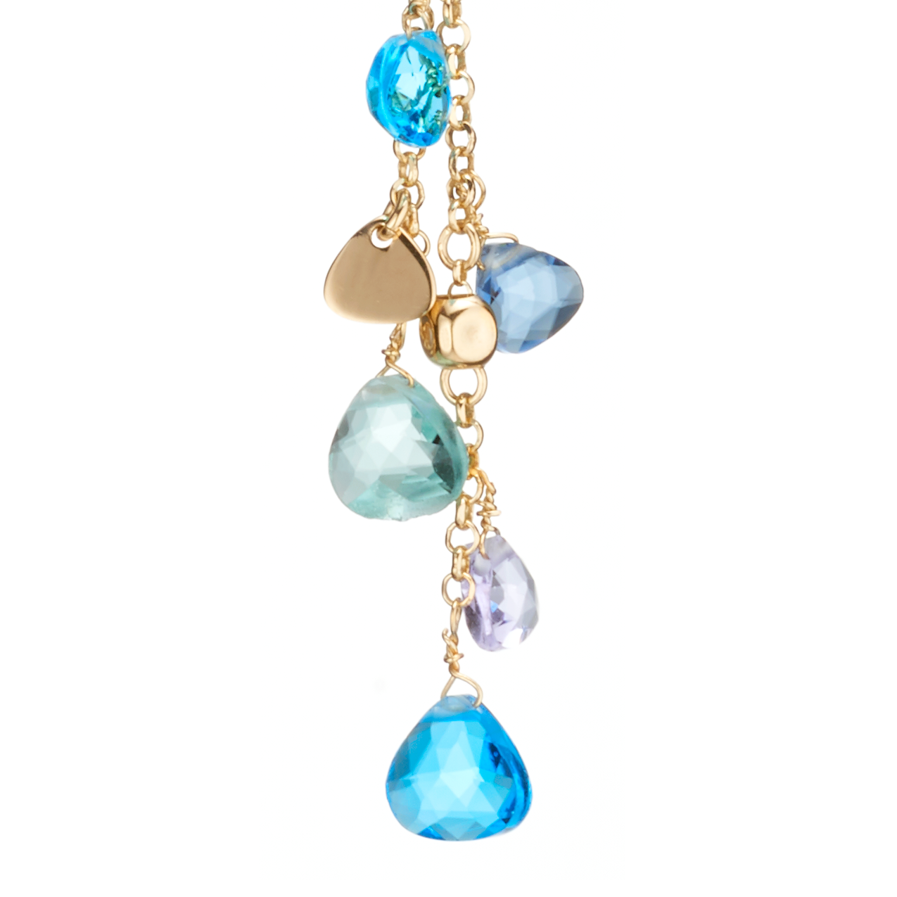 Capri Earrings 925 Silver Plated 24KT Gold Blue Crystals Drop