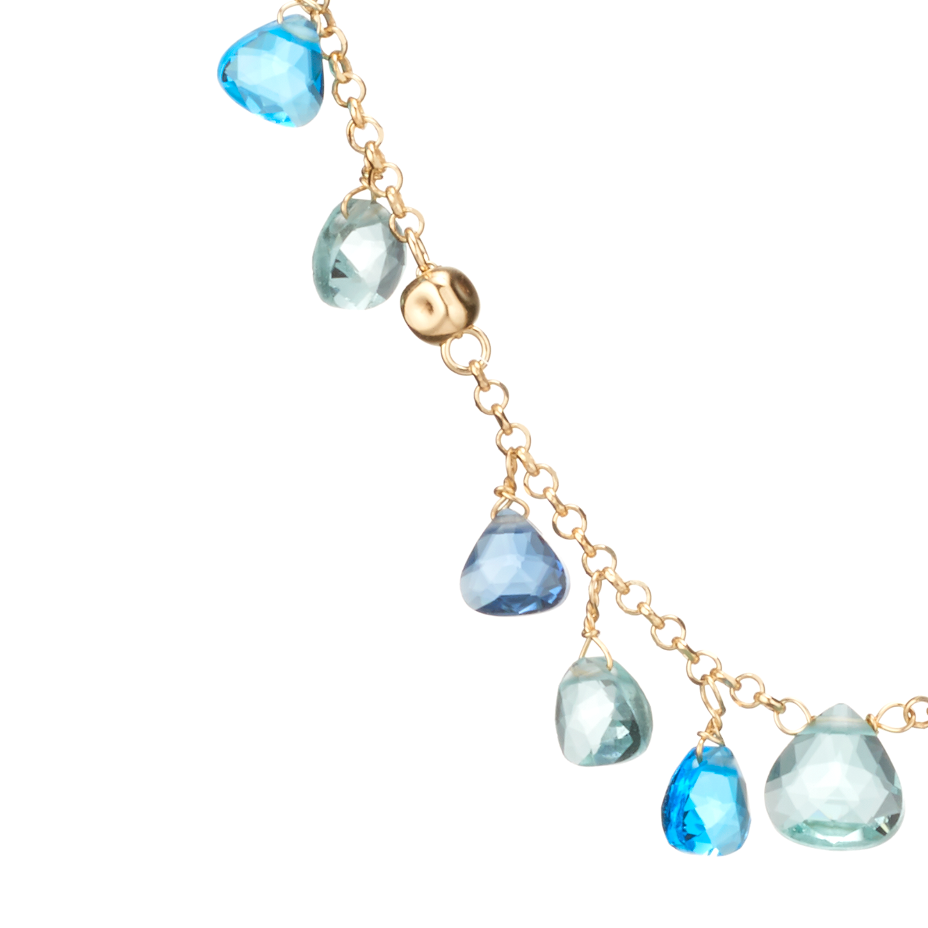 Capri Necklace 925 Silver Plated 24KT Gold Blue Topaz Crystals