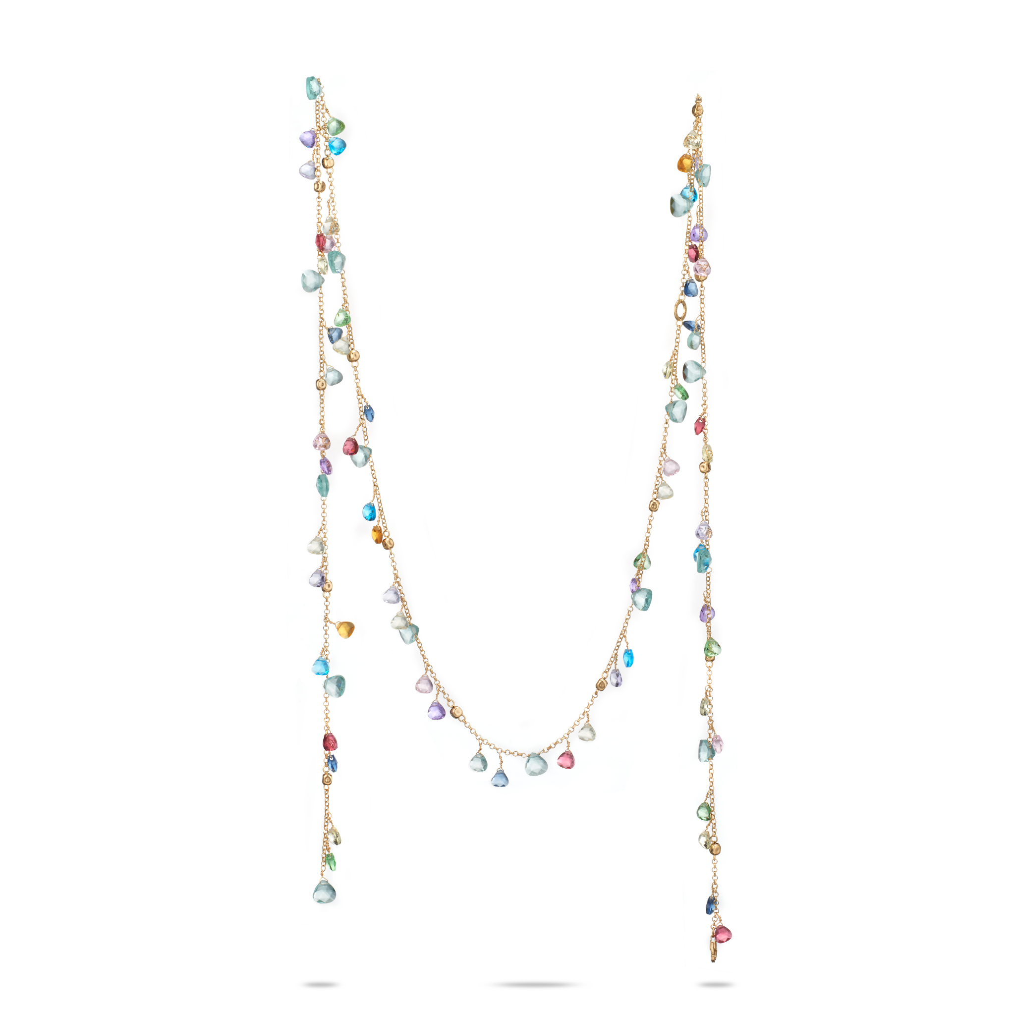 Positano Long Necklace 925 Silver 24KT Gold Plated Multicolor Crystals