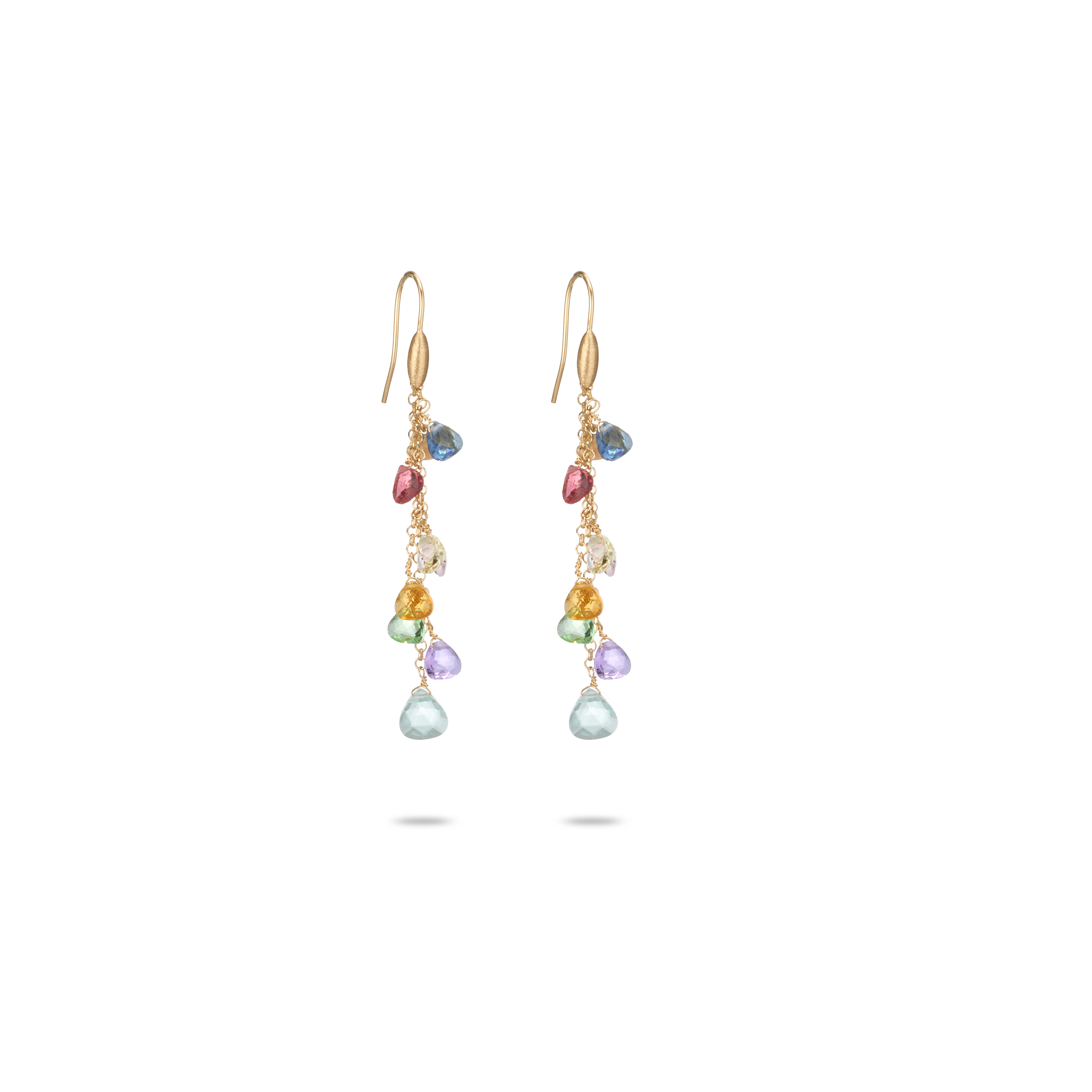 Positano Earrings 925 Silver Plated 24KT Gold Drop Diamond Cut Crystals