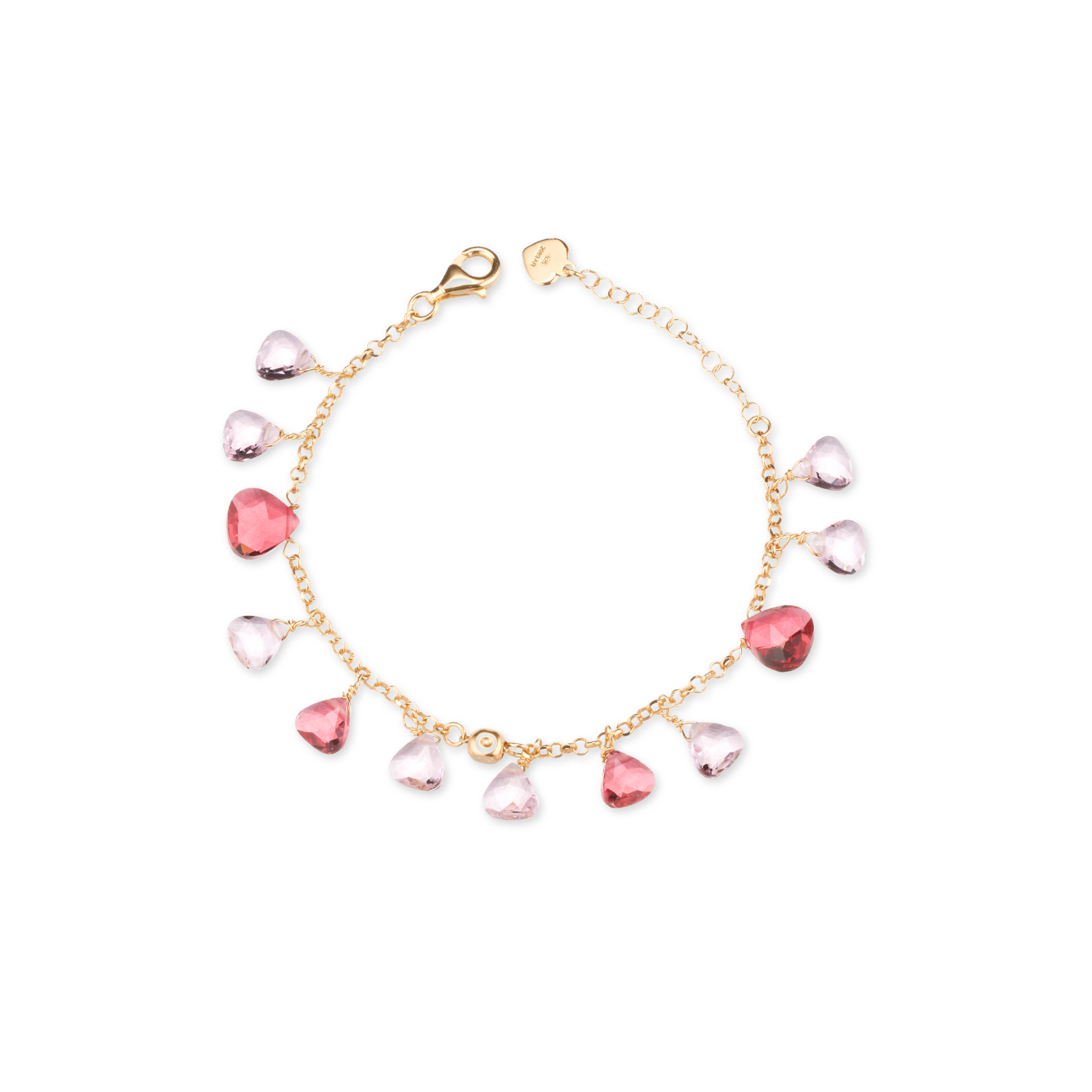 Bracciale Capri in Argento 925 Laminato in Oro Puro 24kt con cristalli naturali