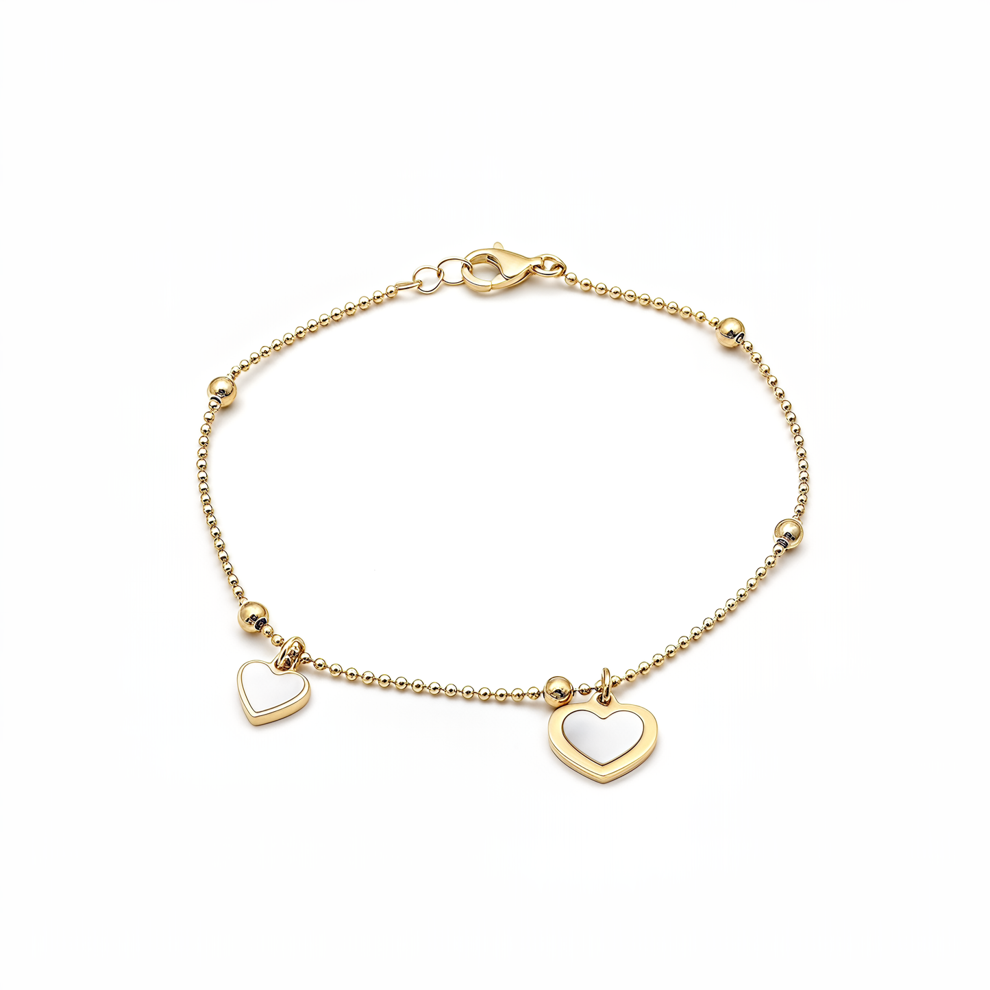 Bracciale Cuore VIBES in Argento 925 Laminato in Oro 24KT con perle