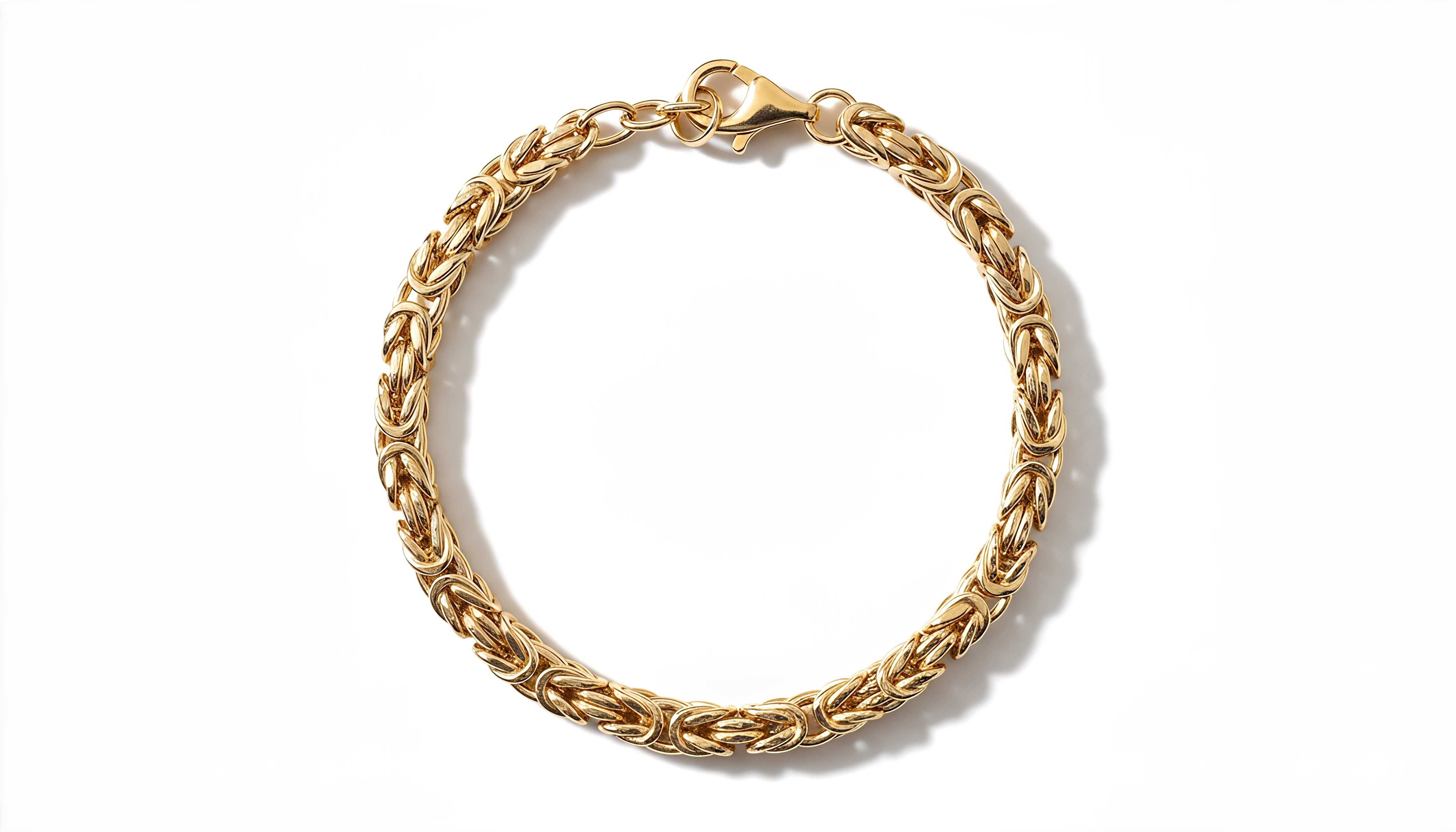Bracciale a Maglia Bizantina Media Dubai Argento 925 Placcata Oro 24KT
