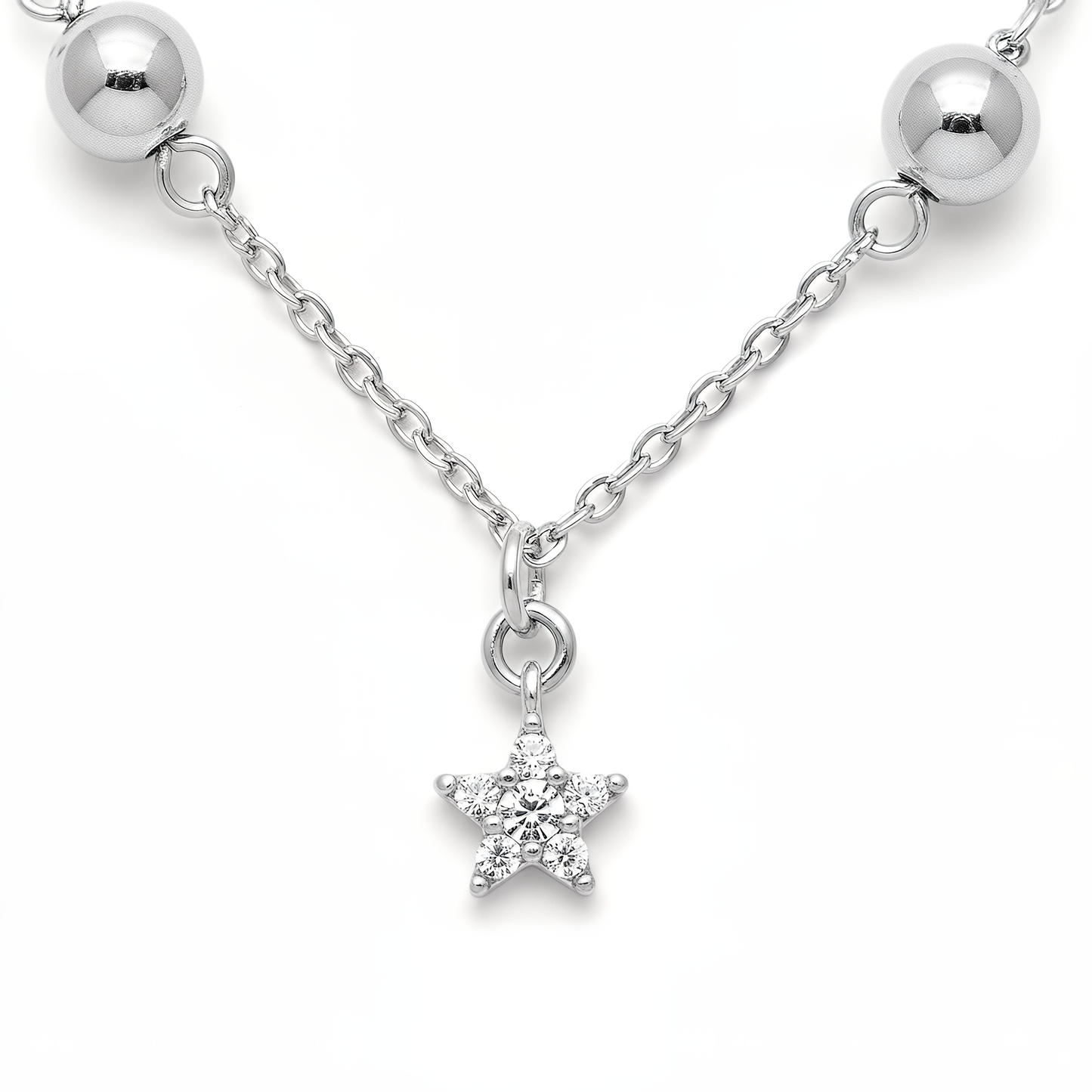 Collana Chérie Stelle in Argento 925 Laminato Oro 24KT con Cristalli