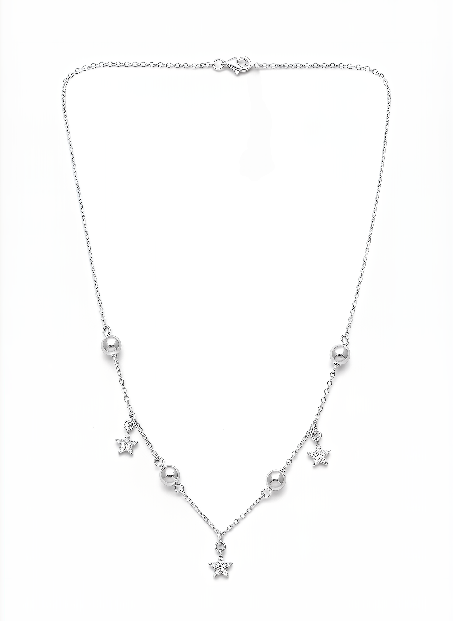 Collana Chérie Stelle in Argento 925 Laminato Oro 24KT con Cristalli