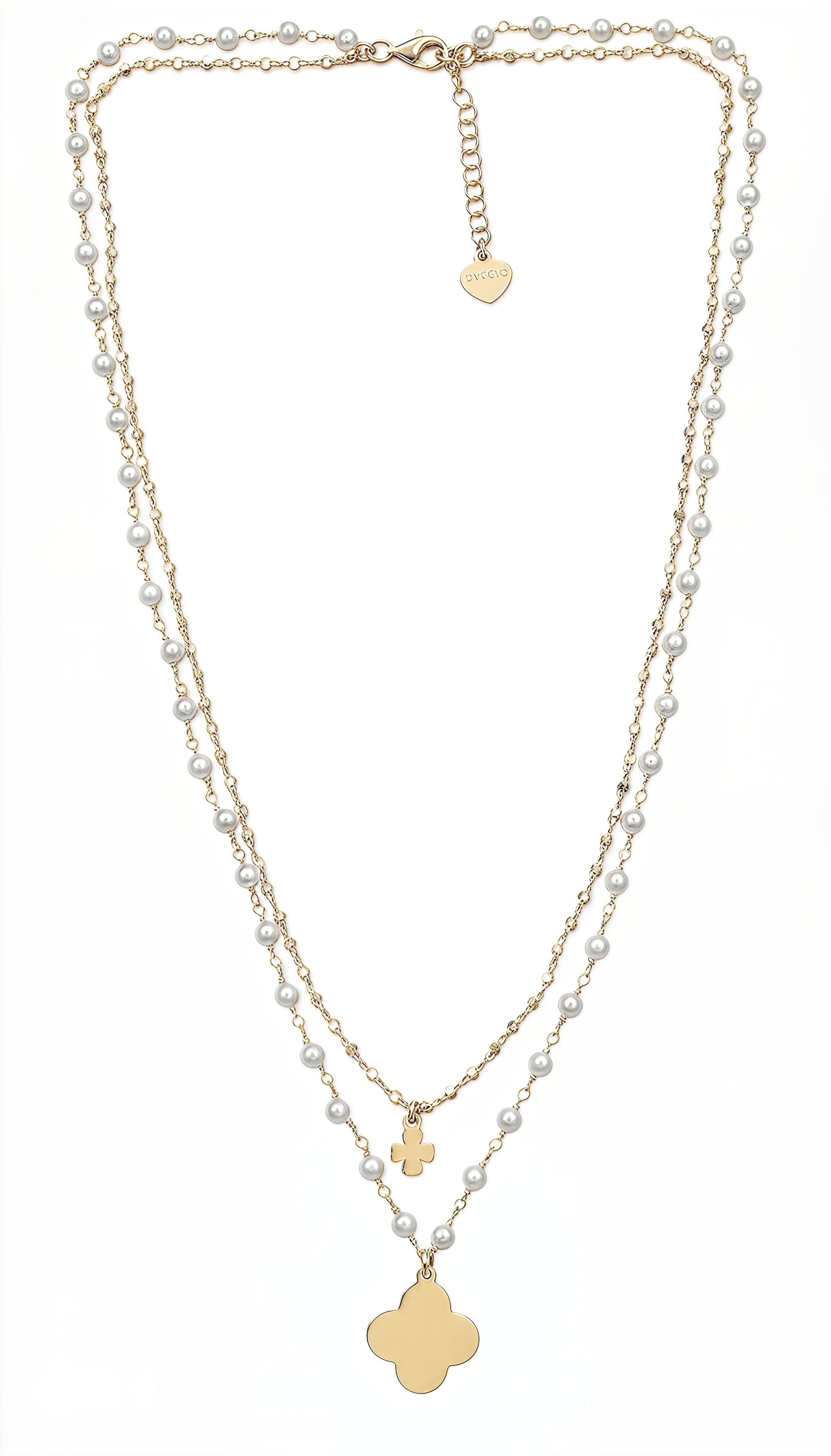 Collana Doppio Fiore Divina DVCCIO in Argento 925 Laminato Oro 24KT