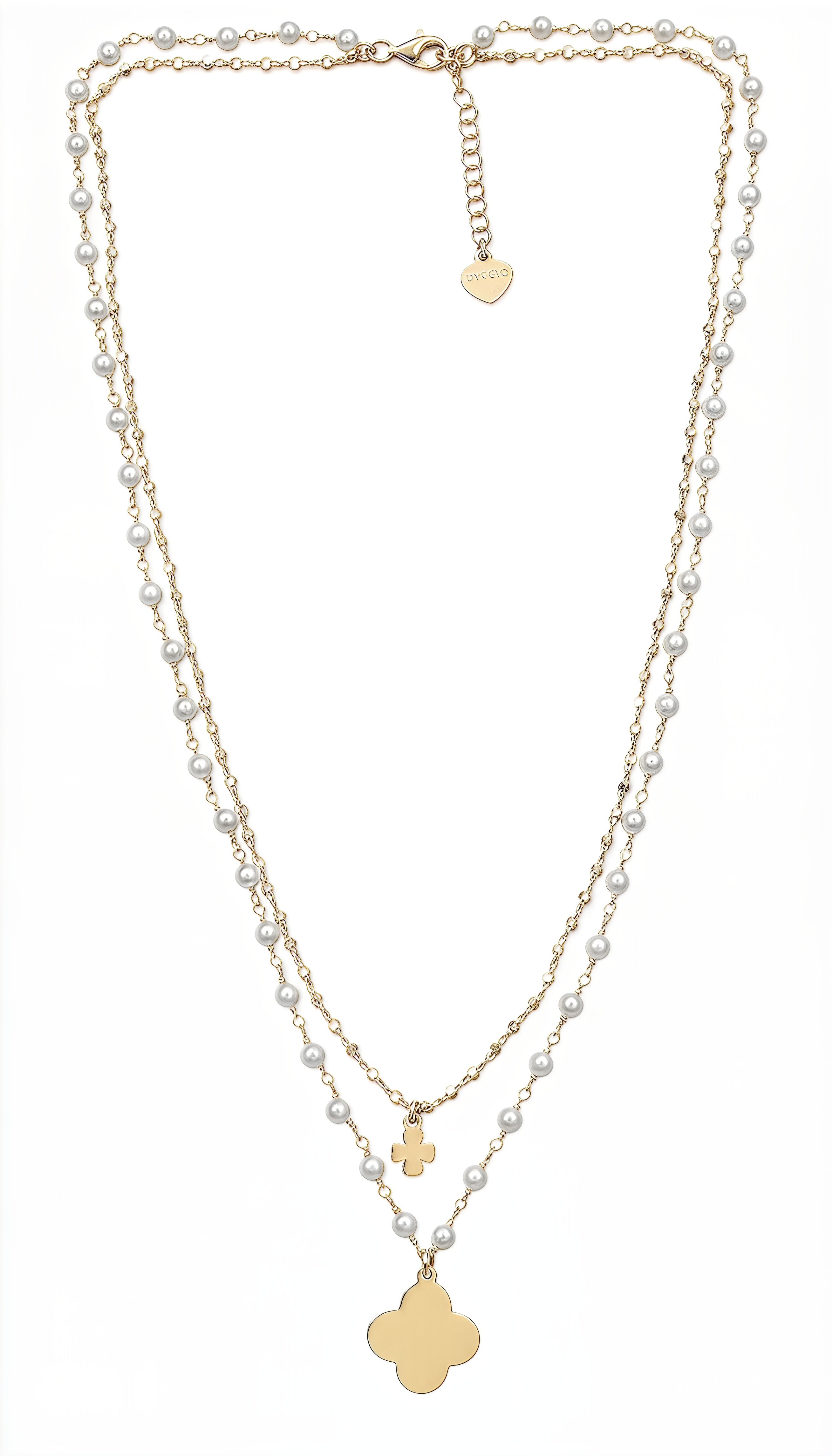 DVCCIO Divine Double Flower Necklace in 925 Silver and 24KT Gold Plated