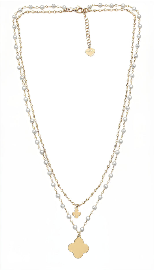 Collana Doppio Fiore Divina DVCCIO in Argento 925 Laminato Oro 24KT