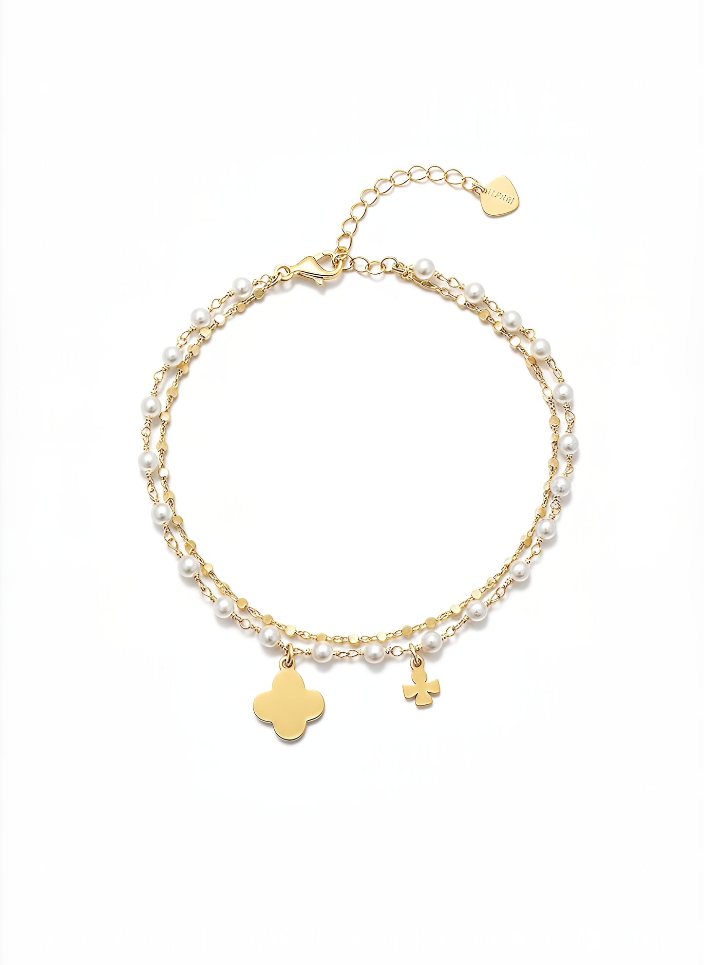 Bracciale VIBES a 2 Fili in Argento 925 Laminato in Oro 24KT con Perle