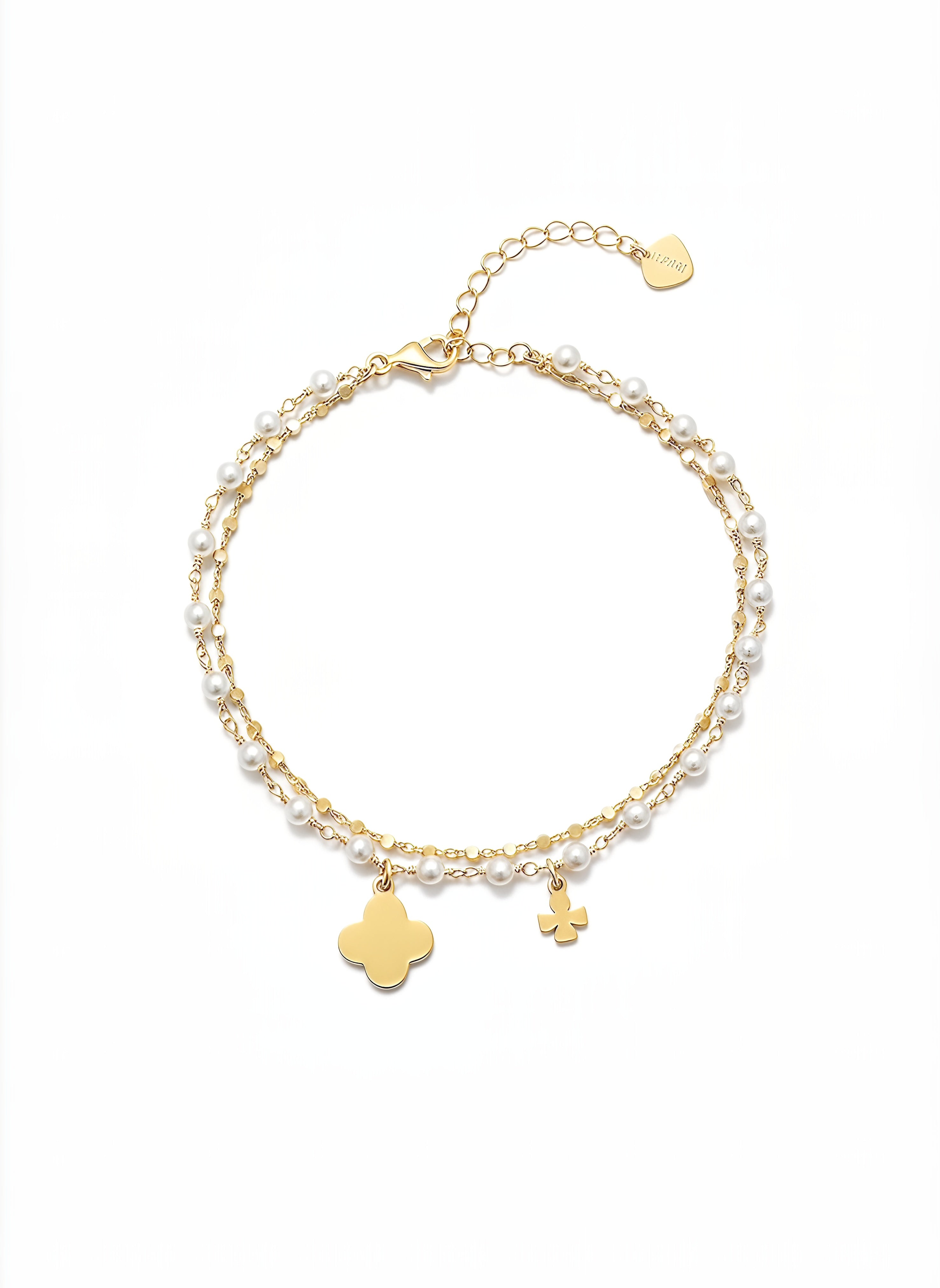 VIBES 2-Strand Bracelet in 925 Silver Laminated in 24KT Gold with Pearls