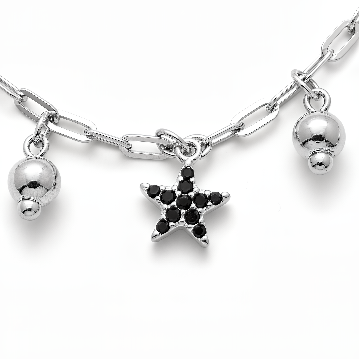 Collana Chèrie Stella Nera in Argento 925 Laminato Oro 24KT