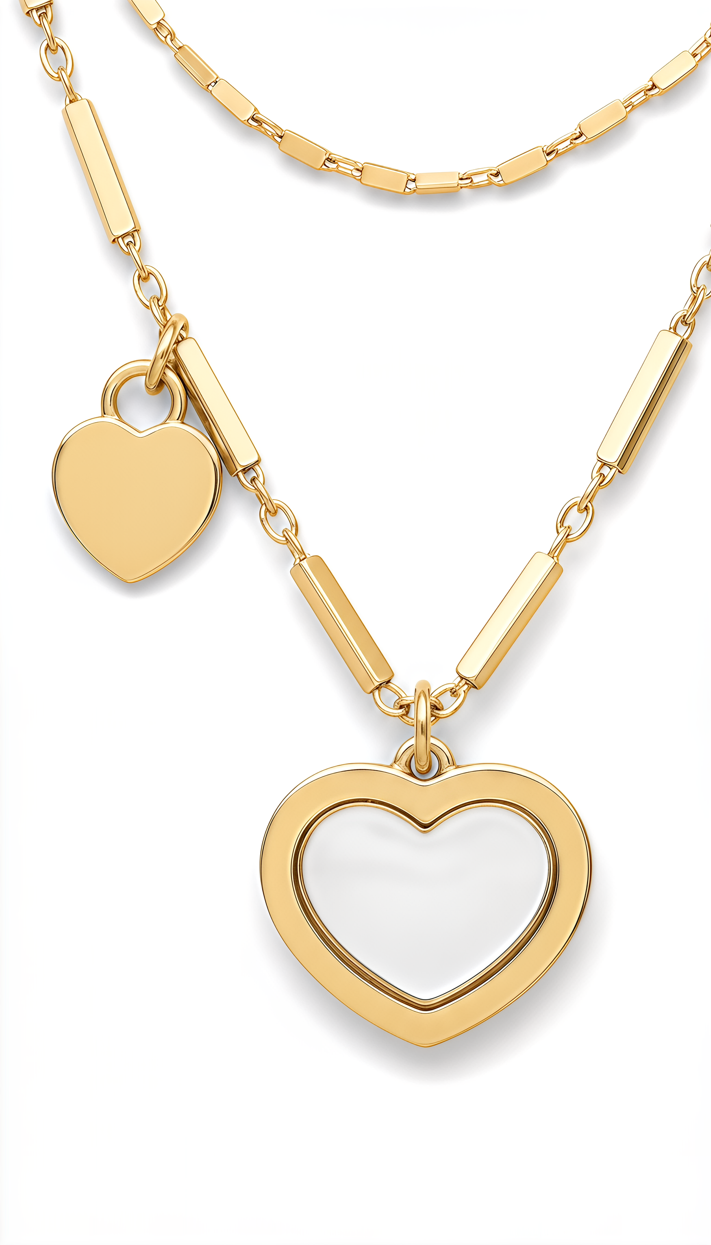 Collana Cuori Lunga in Argento 925 Laminato in Oro 24KT