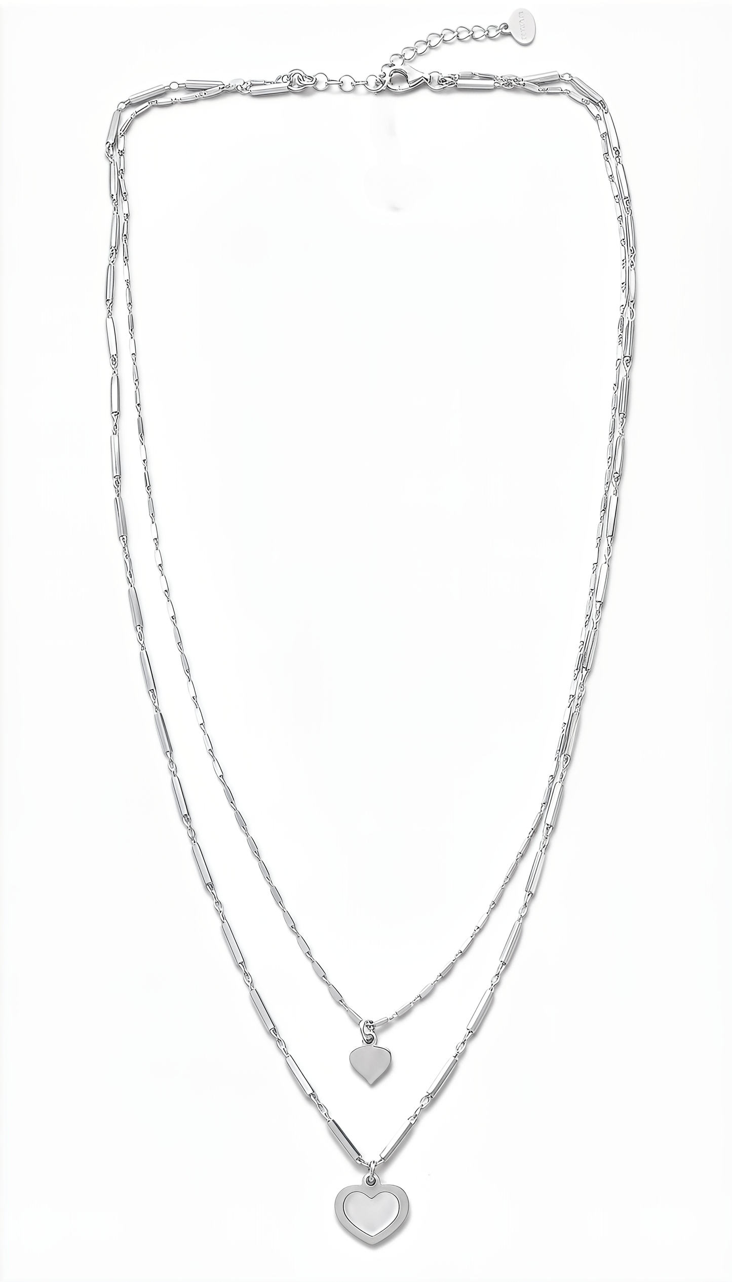 Collana Cuore Luminosa DVCCIO in Argento 925 Laminato Oro 24KT a Due Fili