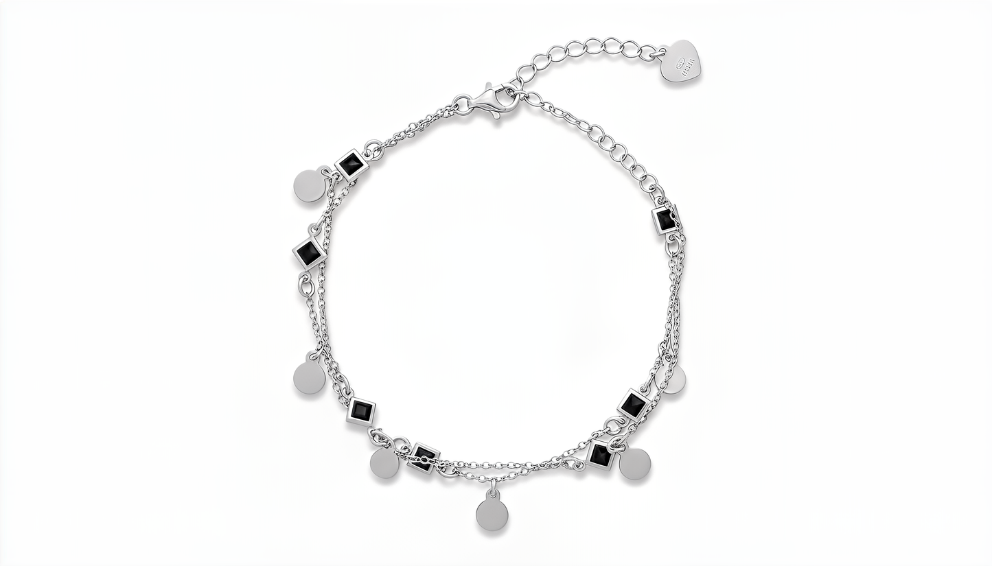 Bracciale Chérie Double Black Coin in Argento 925 Laminato Oro 24KT – DVCCIO