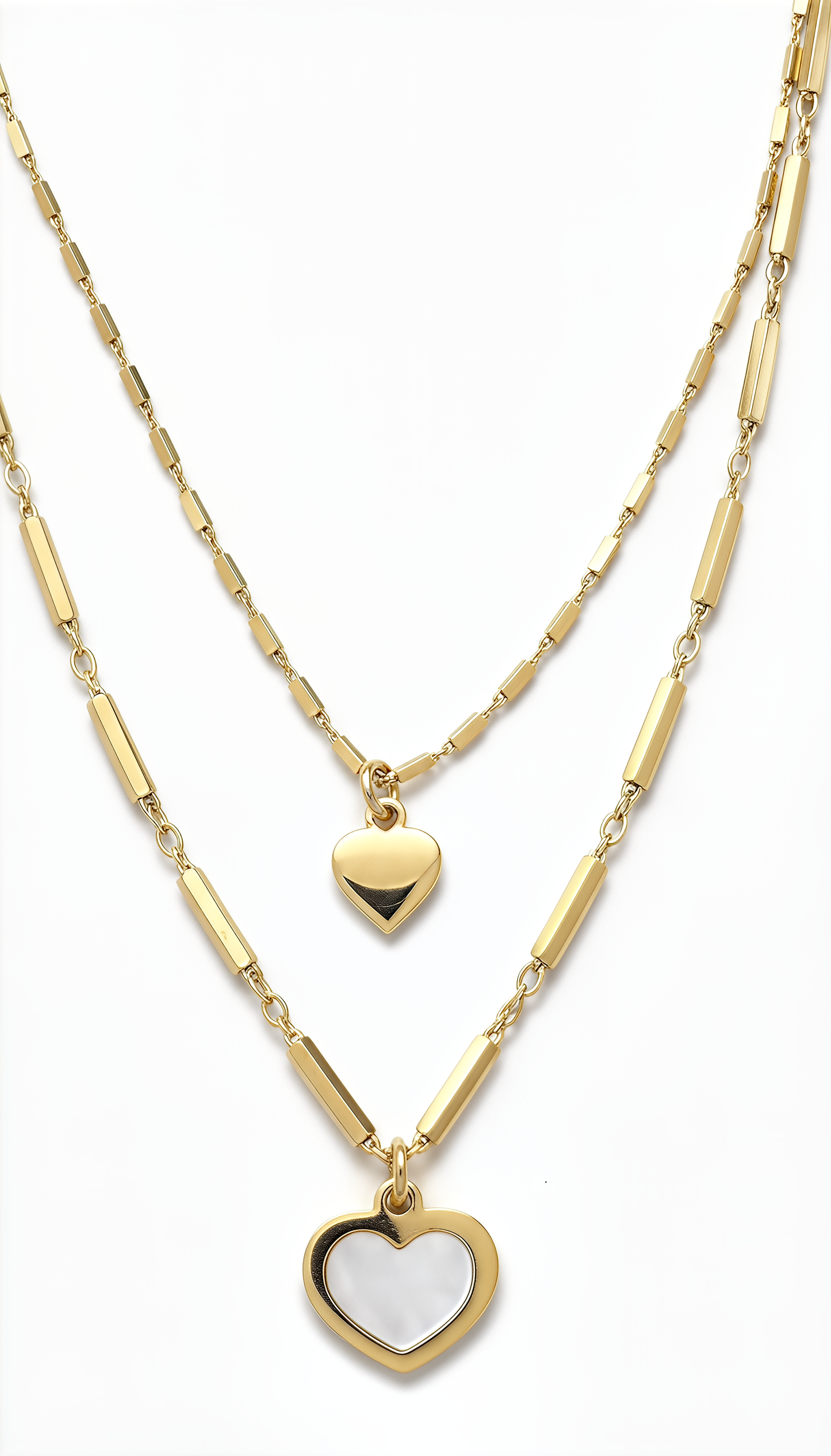 Collana Cuore Luminosa DVCCIO in Argento 925 Laminato Oro 24KT a Due Fili