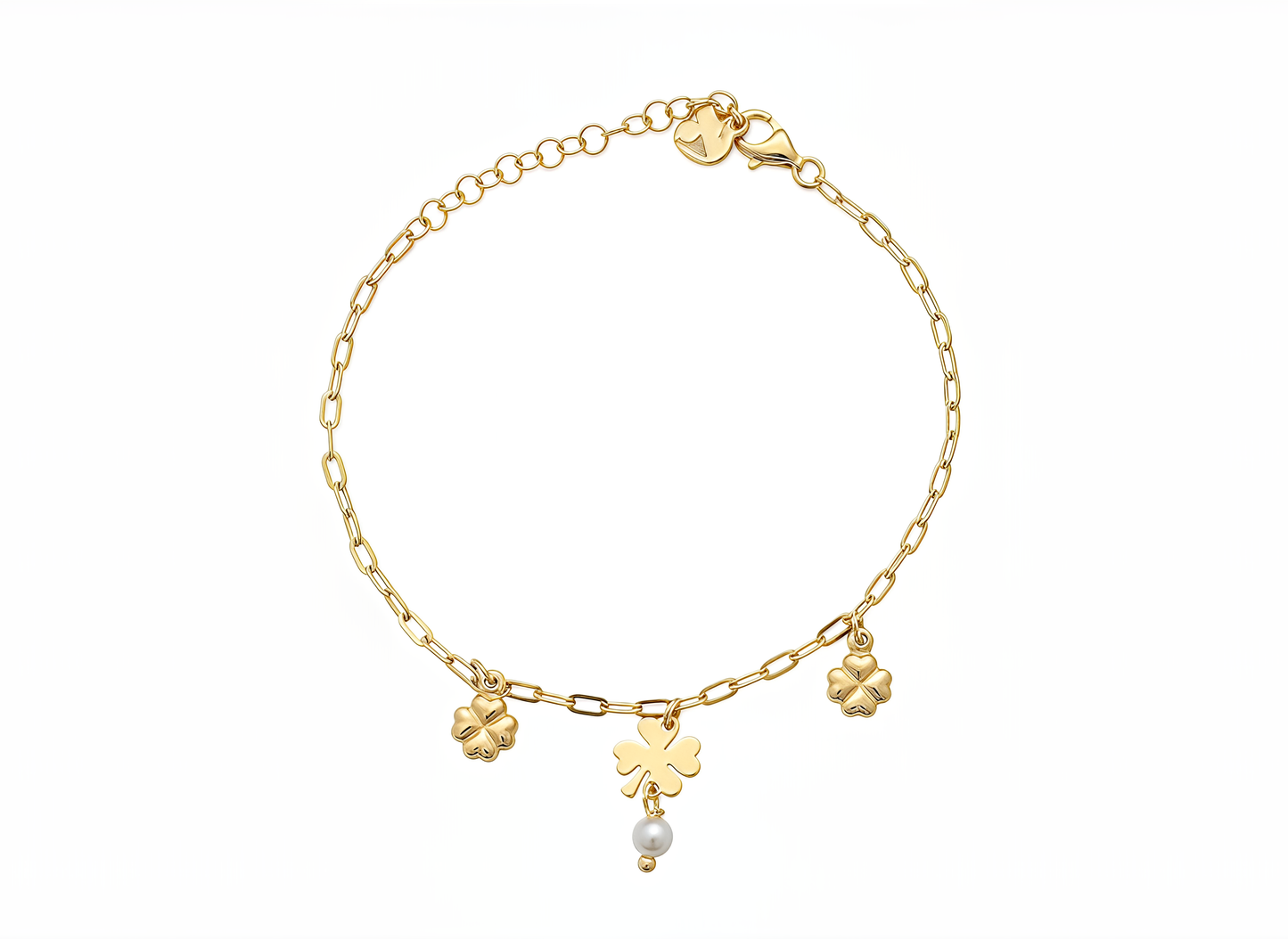 Bracciale Lucky Pearl Chérie in Argento 925 Laminato in Oro 24KT