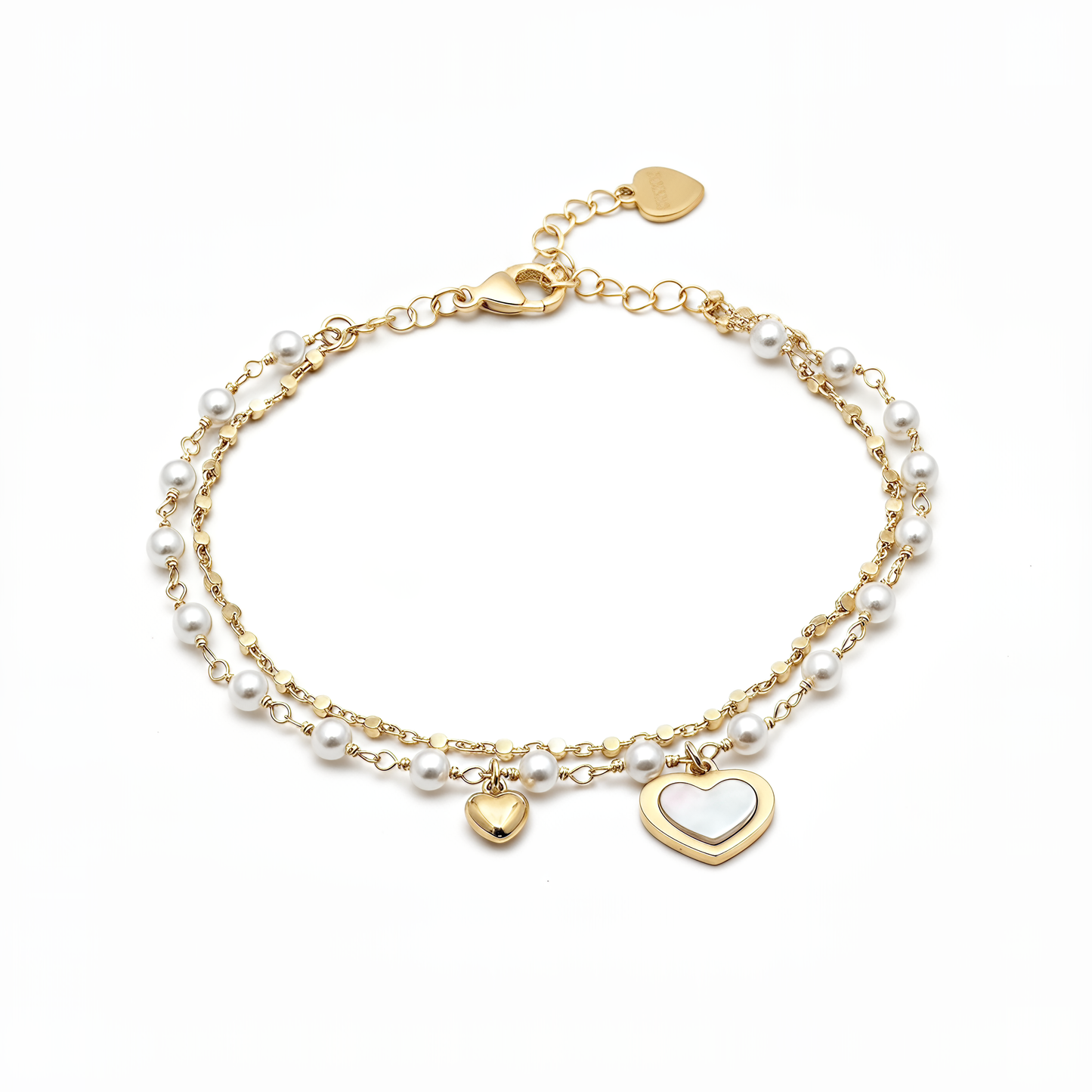 Bracciale VIBES a 2 Fili in Argento 925 Laminato in Oro 24KT con Perle