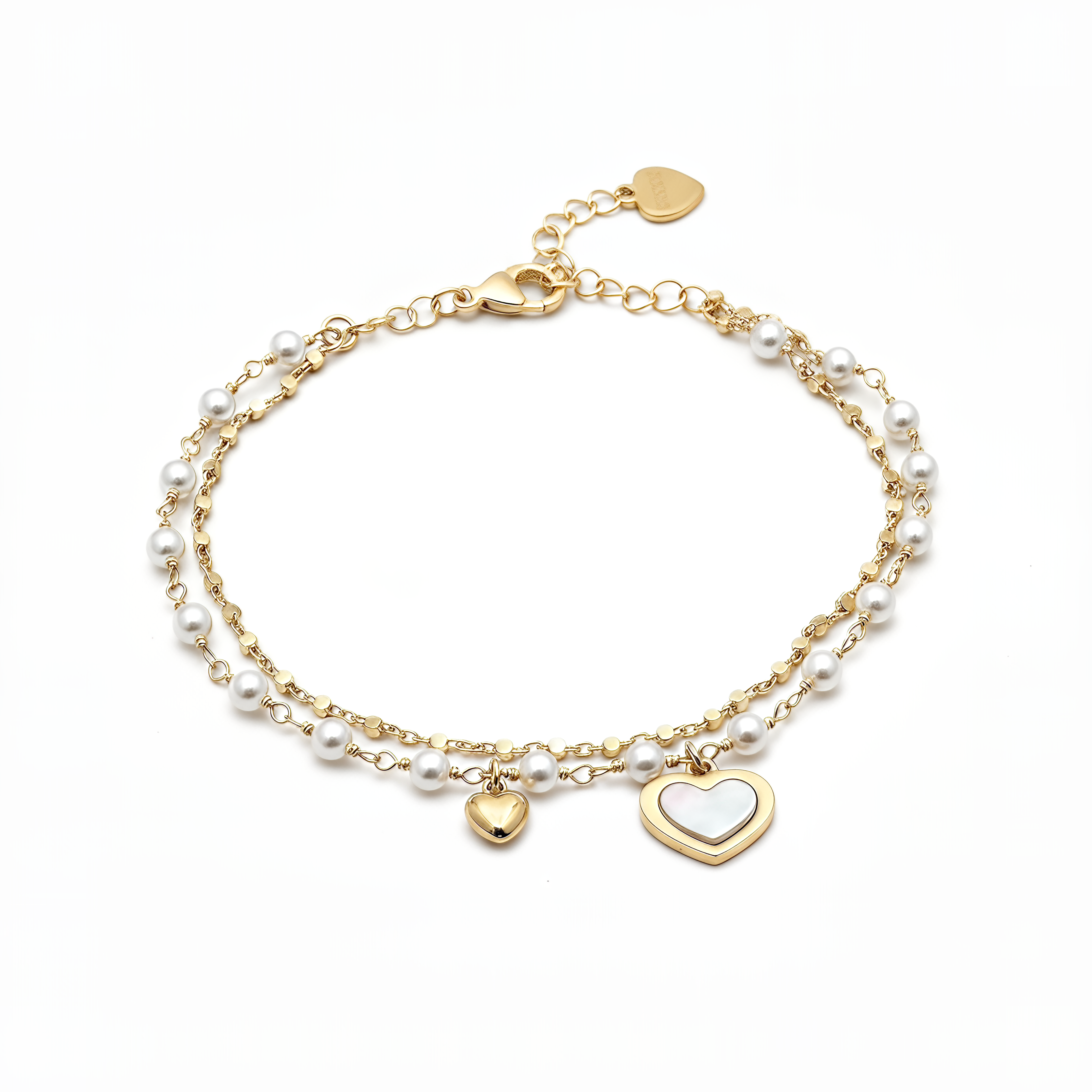 VIBES 2-Strand Bracelet in 925 Silver Laminated in 24KT Gold with Pearls