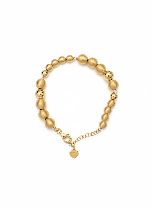 Bracciale SABA a 1 Filo in Argento 925 Laminato Oro 24KT con Sfere
