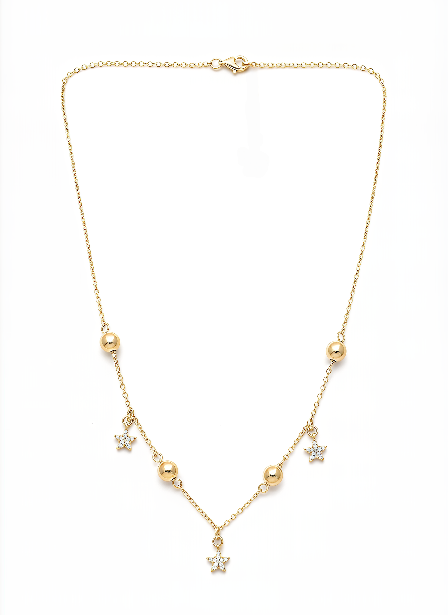 Collana Chérie Stelle in Argento 925 Laminato Oro 24KT con Cristalli