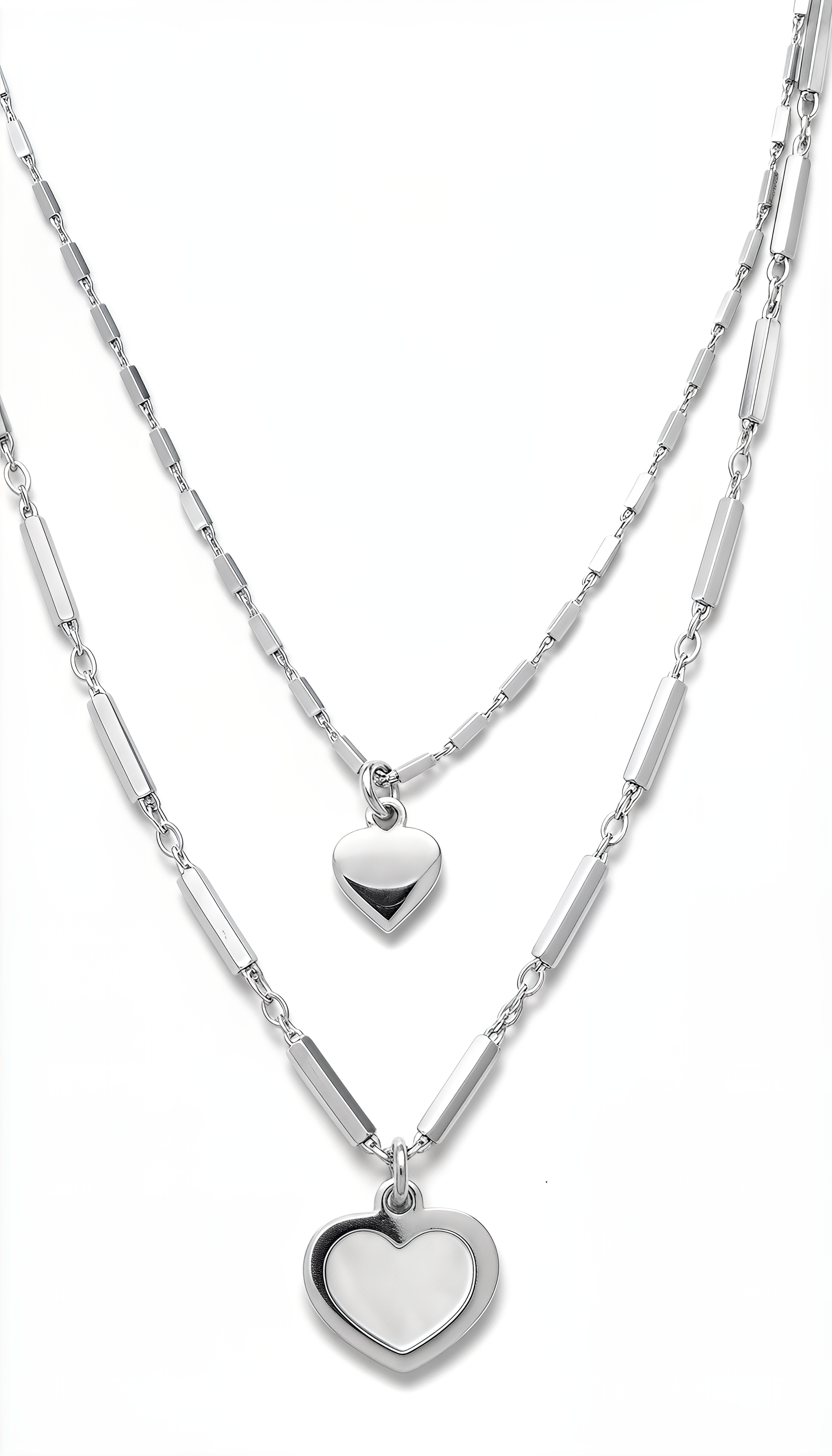 DVCCIO Luminous Heart Necklace in 925 Silver with 24KT Gold Plated Finish, Two Strands